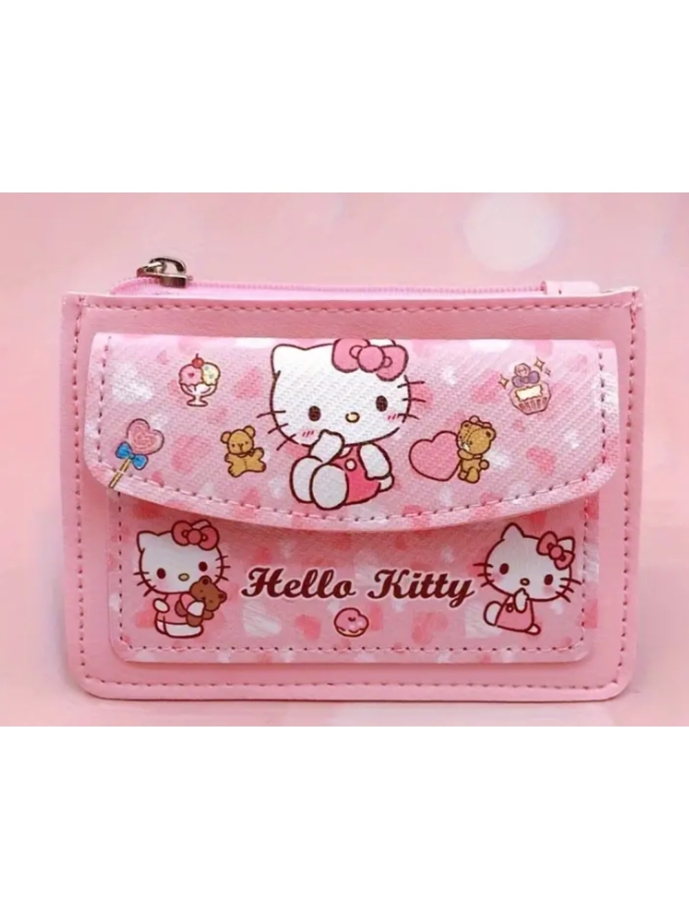 Adorable Hello Kitty Zipper Wallet – Coin, Credit Card & Cash Organizer